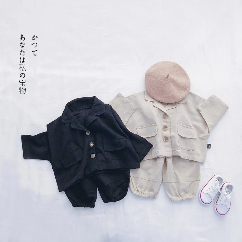 Autumn 2018 baby boys fashion loose clothing sets kids cotton long sleeve coat and harem pants children casual outfits | Детская одежда