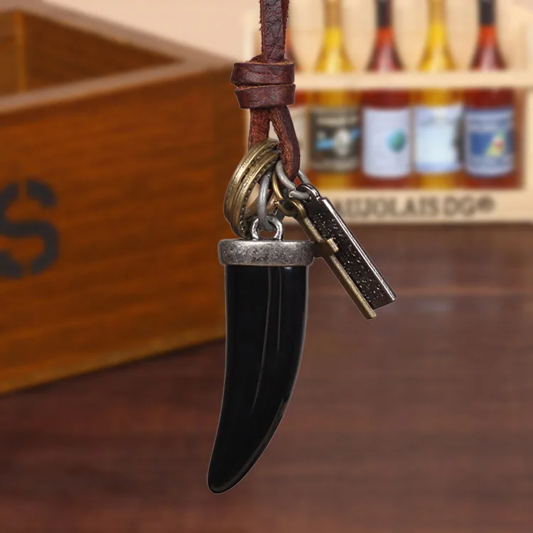 Мужские украшения основа для кулонов и ожерелья Kolye панк кожи веревку колье