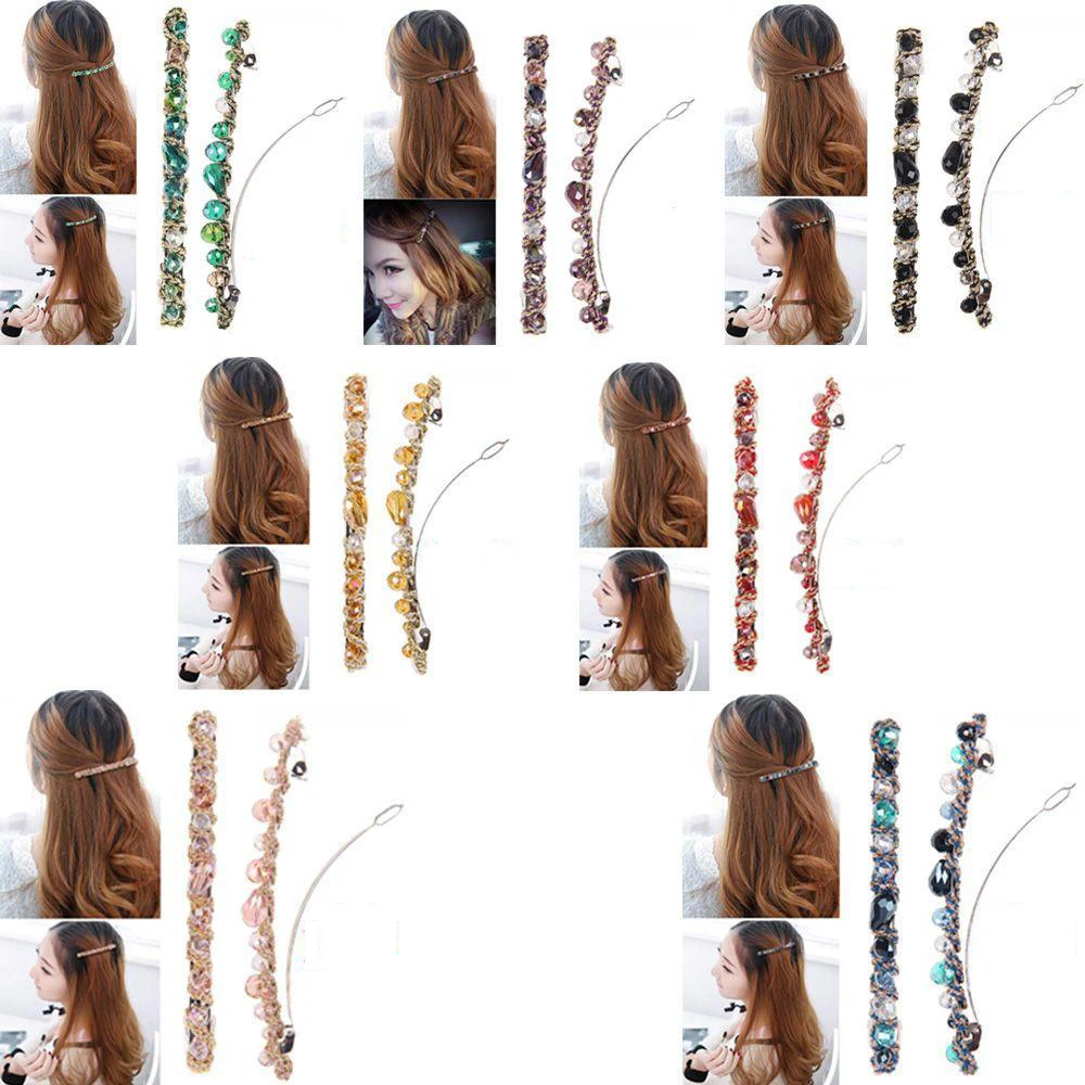 iMucci 1PC Women Girls Elegant Bling Headwear Crystal 6 Color Elastic Hairpin Barrette Hair Clip | Украшения и аксессуары