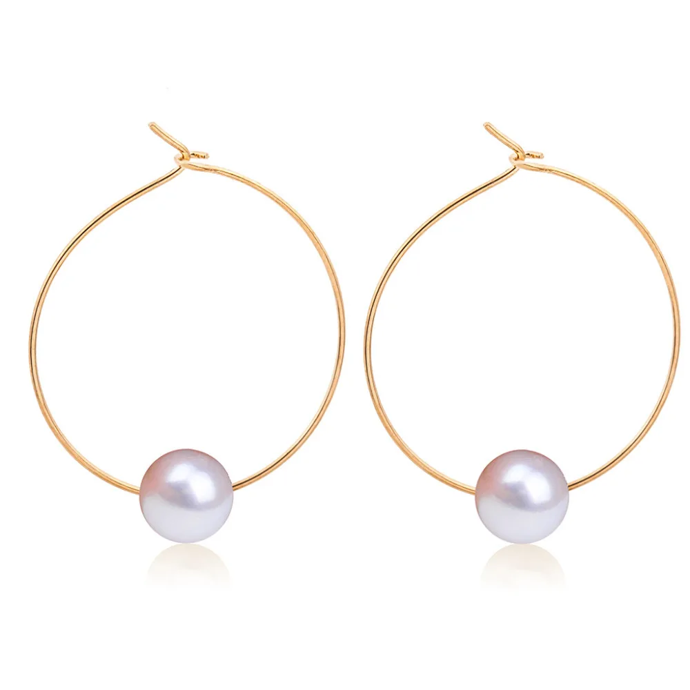 Золотое кольцо с серебряным покрытием серьги имитация жемчуга Statement