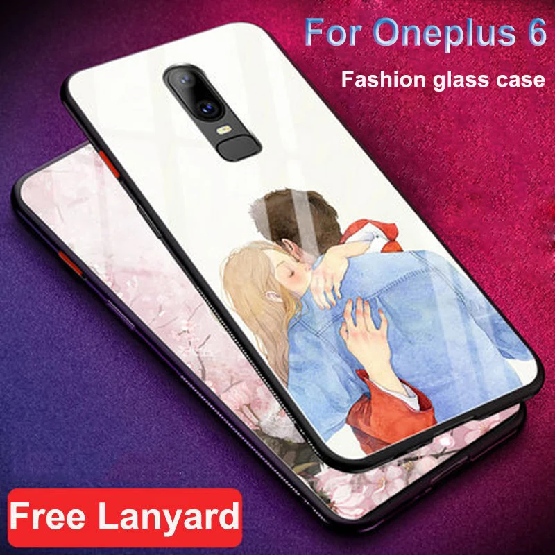 Жесткий чехол из закаленного стекла для Oneplus 6, чехлы с мультяшным влюбленным, чехол One plus 6, чехол Oneplus6 1+ 6, Защитные Чехлы A6000 Fundas