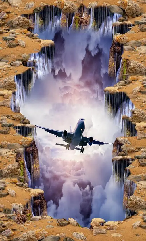 Современные пользовательские 3D напольные фрески самолёт Нескользящие