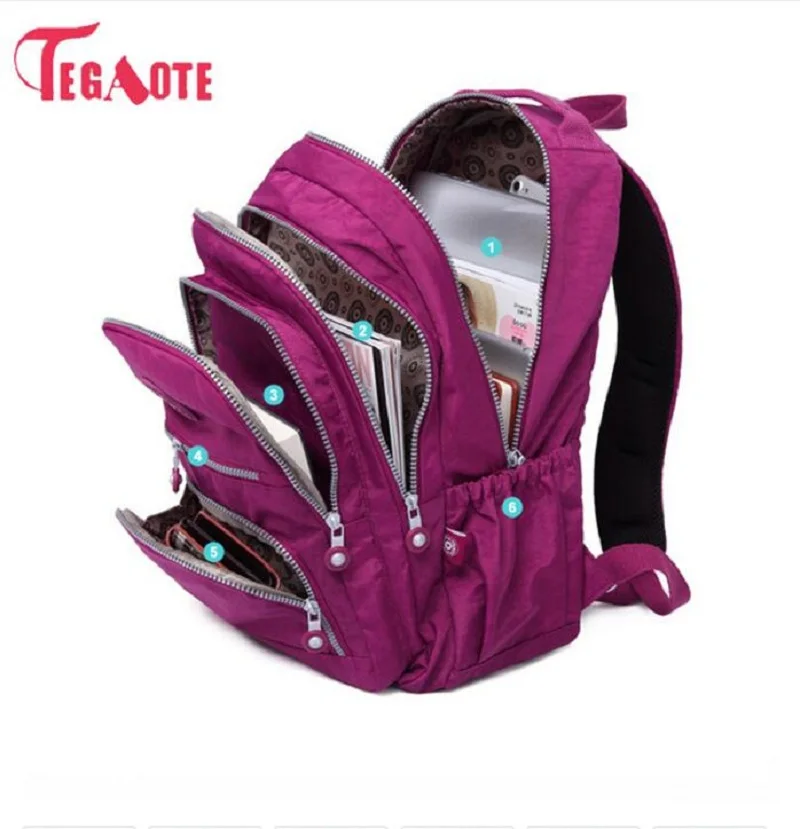 TEGAOTE, школьный рюкзак для девочек-подростков, Mochila Feminina, женские рюкзаки, нейлоновый водонепроницаемый повседневный рюкзак для ноутбука, женский рюкзак