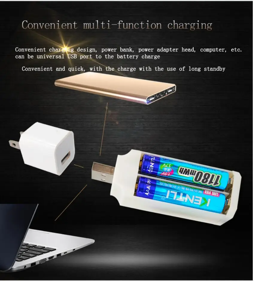 2 шт 1 5 v 1180mWh AAA перезаряжаемый литий полимерный аккумулятор с USB зарядным