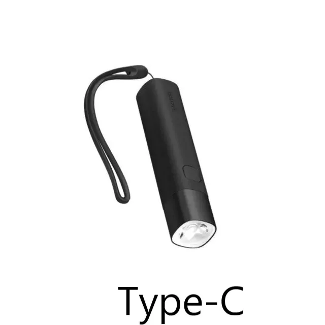 Type-C Black Xiaomi SOLOVE портативный фонарик Мобильная мощность USB Перезаряжаемый яркость EDC фонарик 3000 мАч светодиодный фонарик для велосипеда - Цвет: Type-C Black