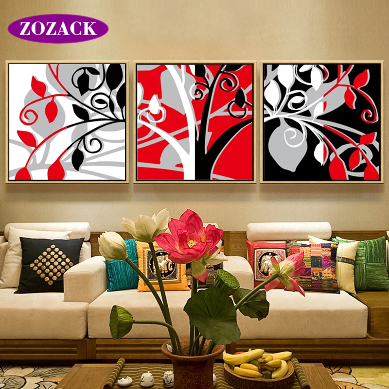 

Zozack DIY Handmade Needlework DMC Simple Lucky Tree cross stitch Printed canvas patterns Sets For Embroidery cross-stitch kit