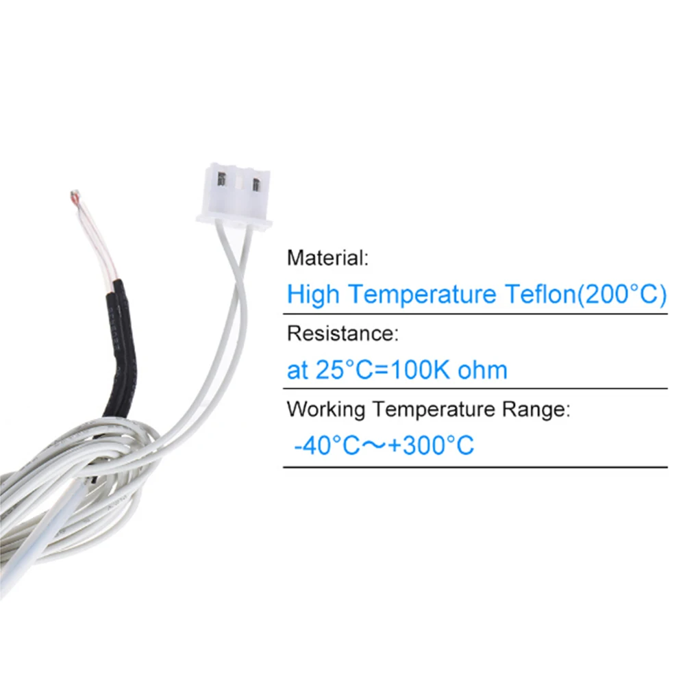 New 5PCS NTC 3950 100K ohm 3 Pins 3D Printer Thermistor Cable For 3D Printer Hot End Induction Temperature images - 6