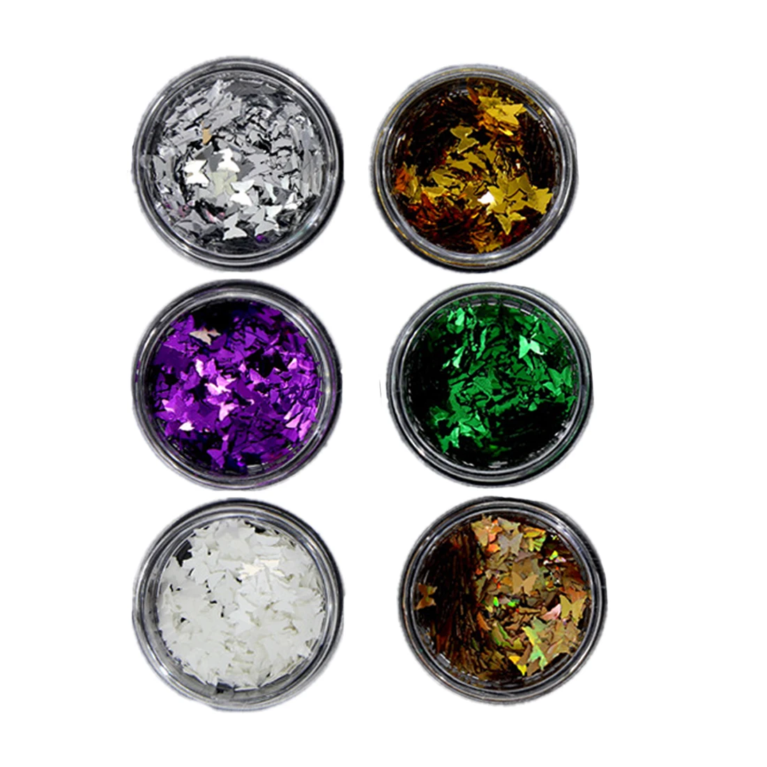 Новинка 12 коробок/набор Микс Цветов дизайн ногтей форма бабочки 3D лазерный блеск