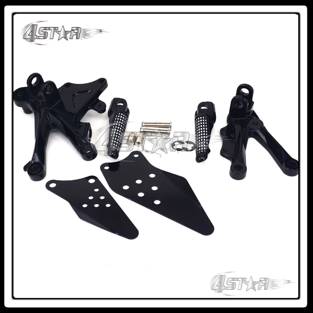 

Motorbike Front Rider Footrests Foot Pegs Rests Pedals & Tripod Brackets Mount For Kawasaki ZX10R 2006 2007 2008 2009 2010