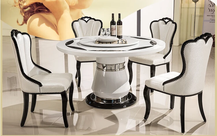 

Ou eat chair recreational chair Korean white PU leather solid wood chair