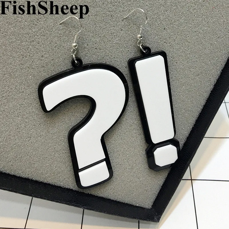 Модные Акриловые серьги подвески FishSheep с вопросами и эмблемами большие для