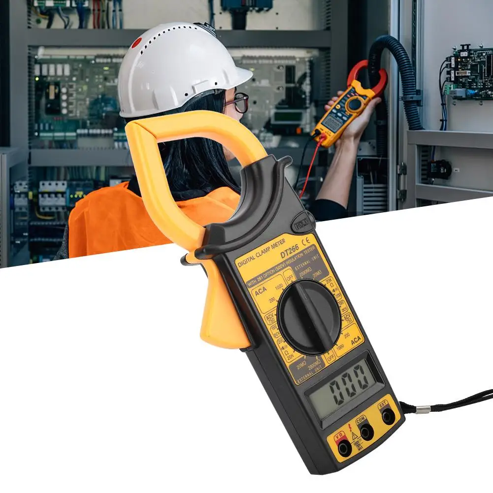 DT266 цифровой мультиметр с зажимом 1999 отсчетов AC DC Вольт тестер сопротивления зажим Цифровой вольтметр, амперметр