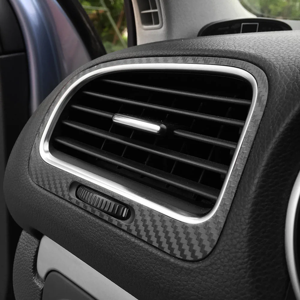 carbon fiber black Пленка из углеродного волокна, авто кондиционеры, розетки, панель, декоративная наклейка на стену, автомобильный Стайлинг для Volkswagen VW Golf 6 MK6, аксессуары - Название цвета: carbon fiber black