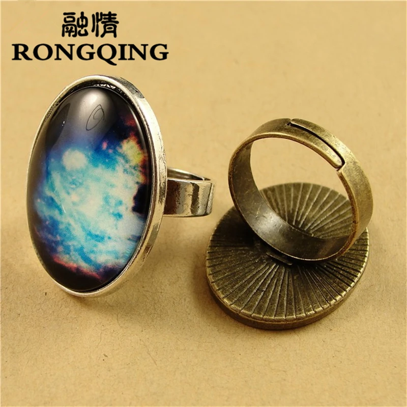RONGQING 25*18 мм 50 шт./лот овальные Ретро Кольца Лоток кабошон базовая оправа DIY