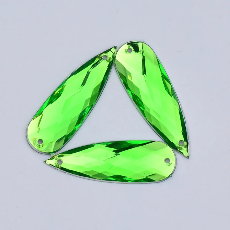 Light Green JUNAO 10x30 мм, желтые стразы, большая акриловая Аппликация с кристаллами, пришивные стразы с плоской задней стороной, камни для шитья одежды - Цвет: Light Green