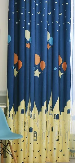 Curtain Современный занавес детская комната синий мультфильм занавес для замка тюль для гостиной мальчик дети спальня окно экран на заказ - Цвет: Curtain