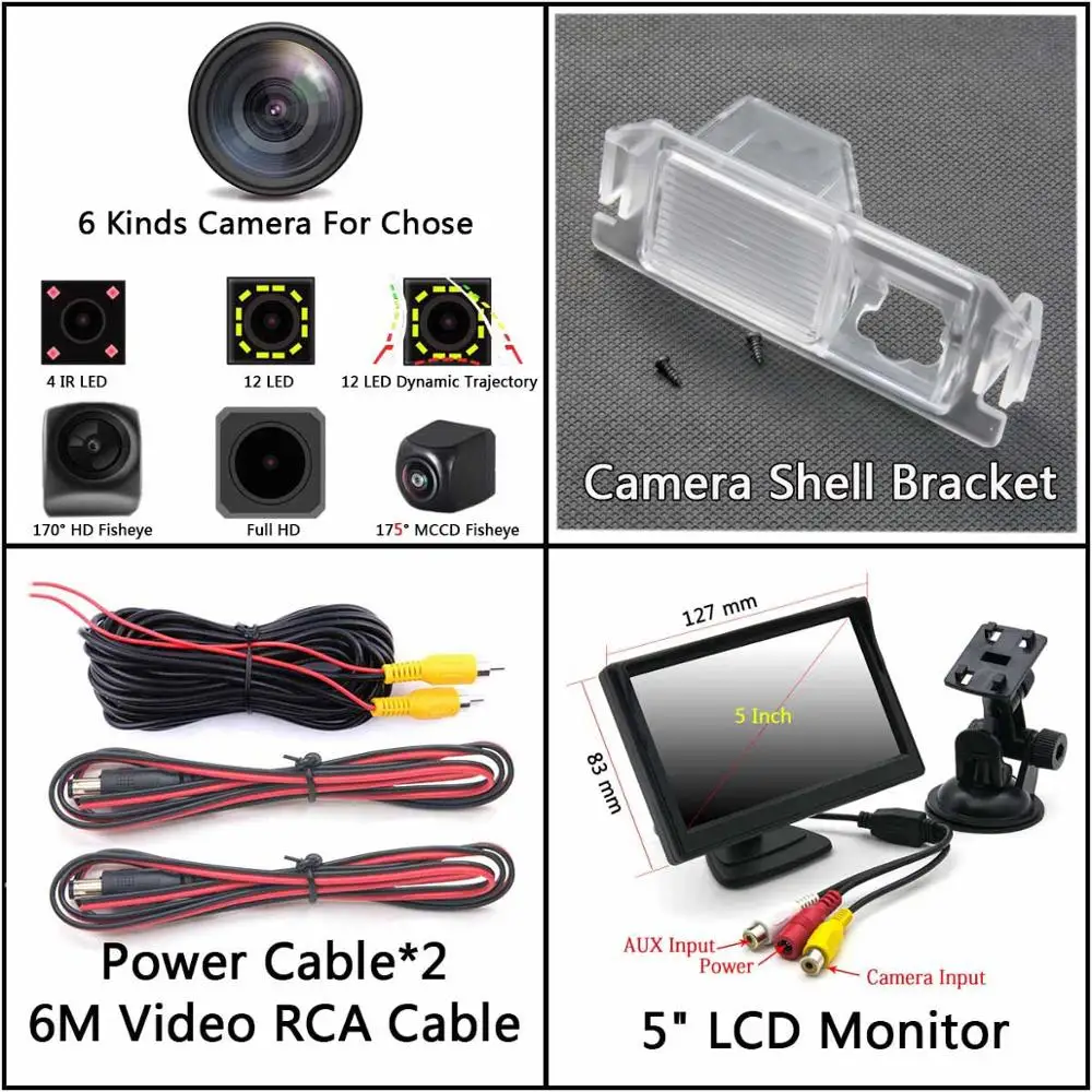 Camera 5 inch LCD 175 градусов 1080 P рыбий глаз камера заднего вида для hyundai I10 I20 I30 rohans Solaris Genesis Coupe Elantra Verna Car - Название цвета: Camera 5 inch LCD