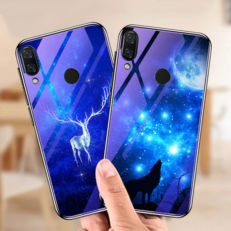 5 84 &quotдля Huawei P20 lite чехол мультяшный синий закаленное стекло для P20lite coque P 20