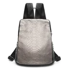 Серебряный черный женский рюкзак из натуральной кожи с крокодиловым узором, женский рюкзак, большая школьная сумка для книг, дорожная сумка, противокражная