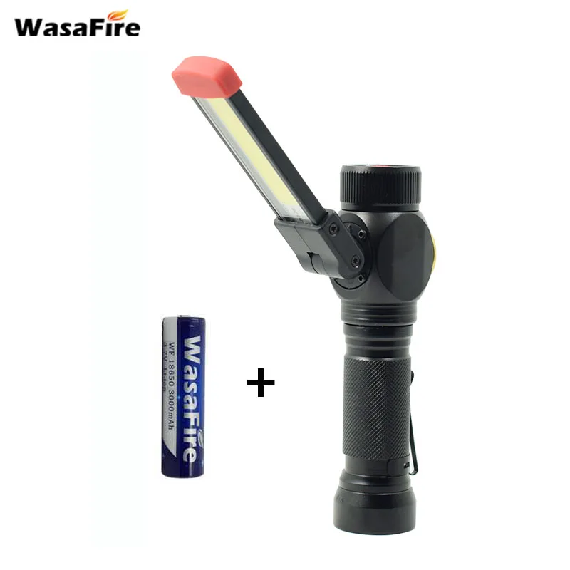 Wasafire T6 + COB светодиодный фонарик USB Перезаряжаемый Магнитный Lanterna лампа для