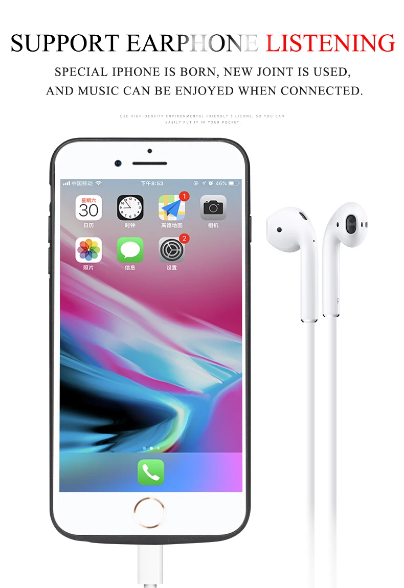Внешний резервный аккумулятор 8000 мАч чехол для iPhone 6Plus 7Plus 8Plus зарядки