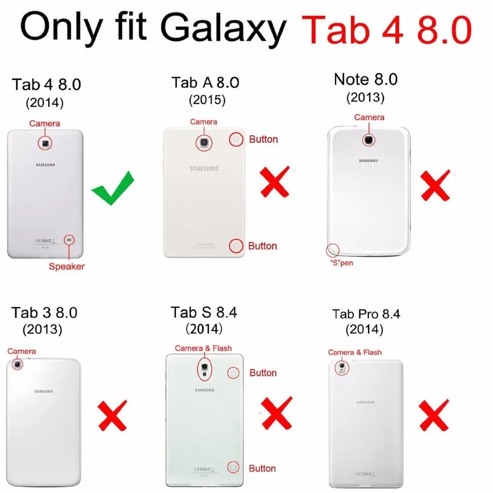 Умный чехол-книжка для планшета Tab 4 тонкий чехол Samsung galaxy 8 0 дюйма с магнитной