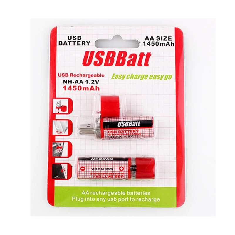 10 шт./лот 1 2 в 1450 мАч USB AA Аккумуляторная батарея Nimh аккумулятор со светодиодным