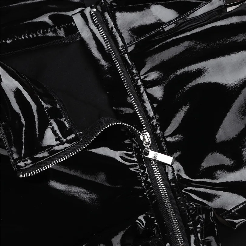 2018 черные женские облегающие шорты с низкой посадкой боксеры из лакированной