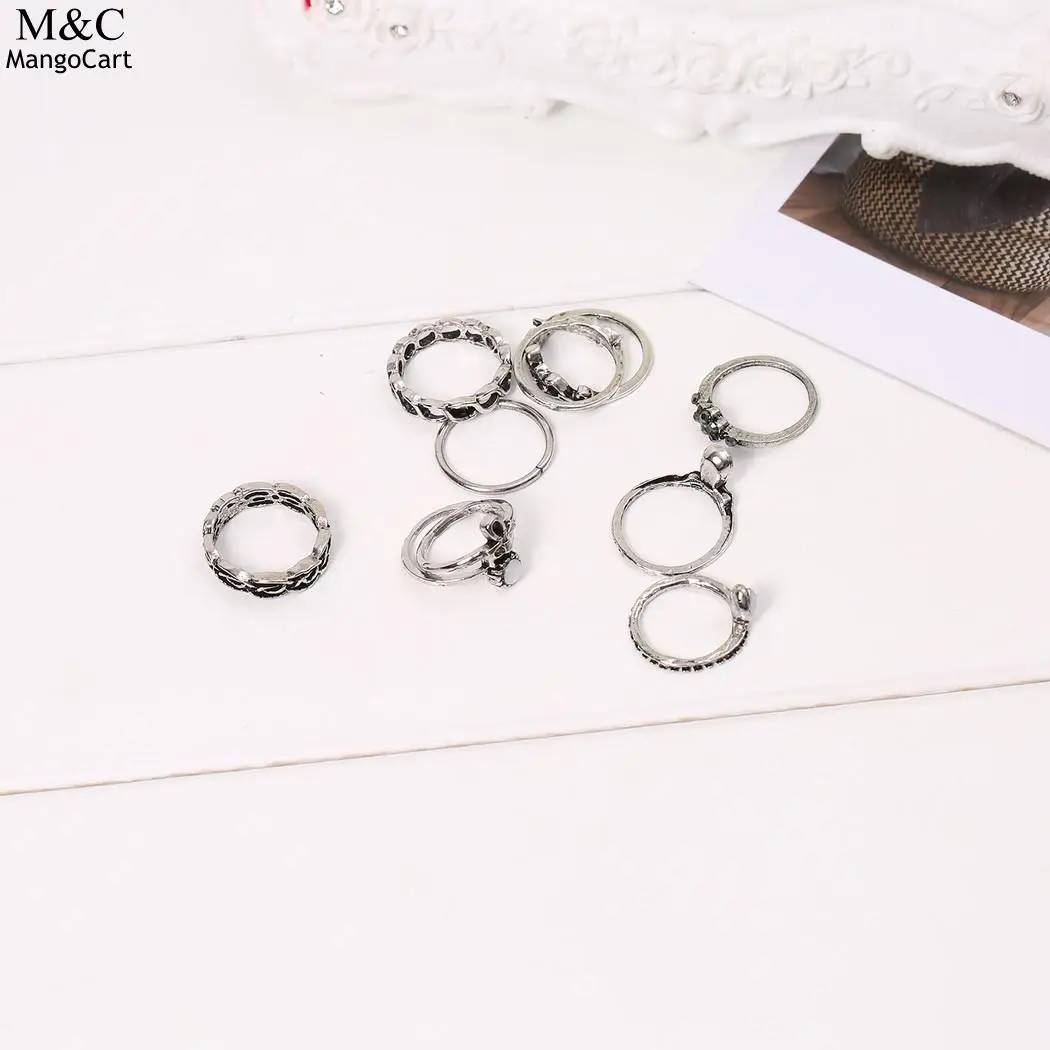 Комплект Богемия миди кольцо 10 шт. Винтаж стимпанк слон Луна Anillos