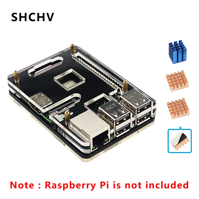 Raspberry Pi 3 B + акриловый чехол Model корпус коробка Купер алюминиевый радиатор кулер