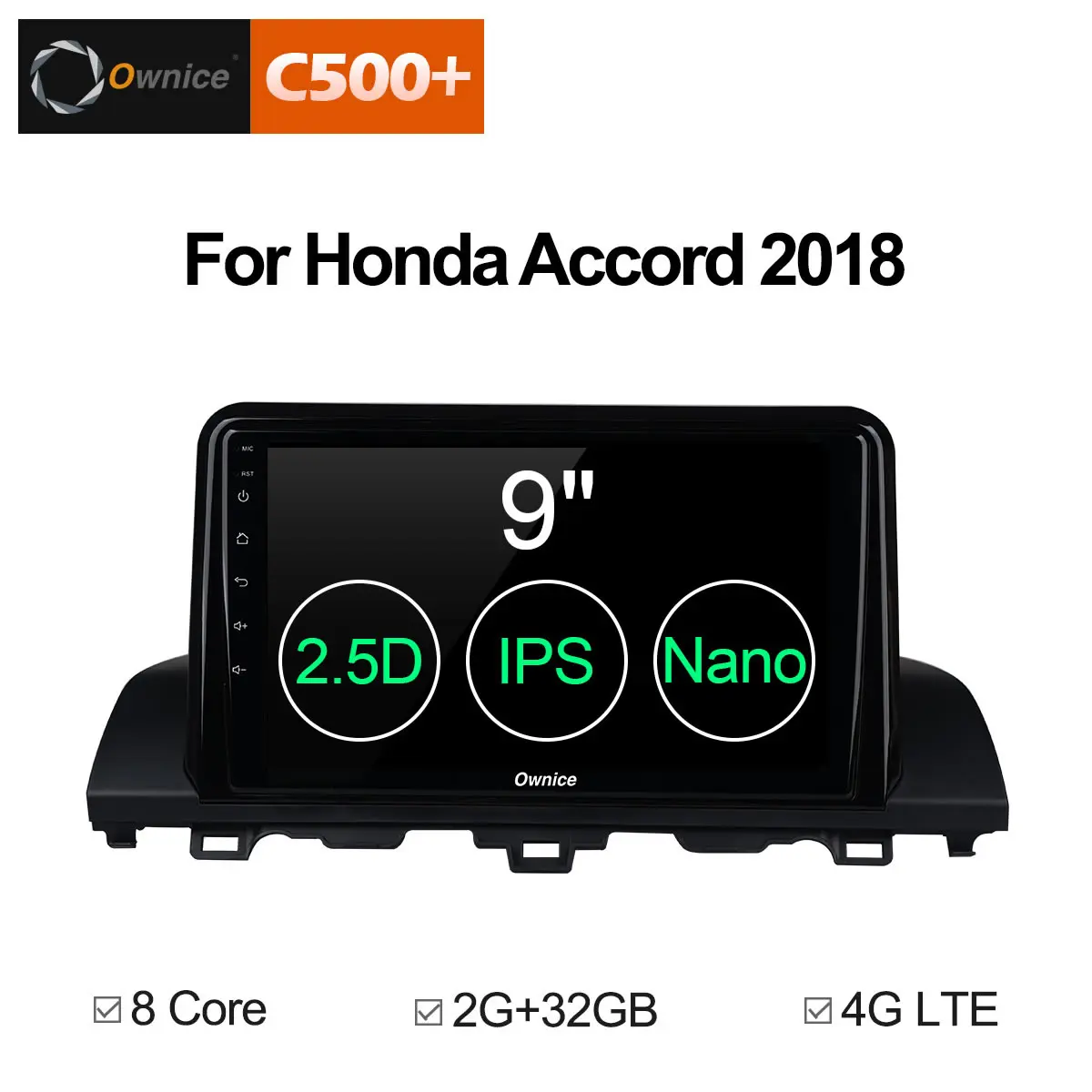 Ownice C500 + G10 9 &quotips 2.5D экран Android 8 1 core автомобильный DVD gps для Honda Accord 2018 Поддержка