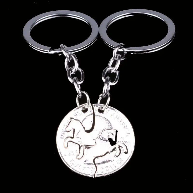 Running Horse Keyring 2PC/Set Key Chain Ring Pendant Best Friend Lovers Couples Gift Women Men Jewelry Keychain Charm | Украшения и