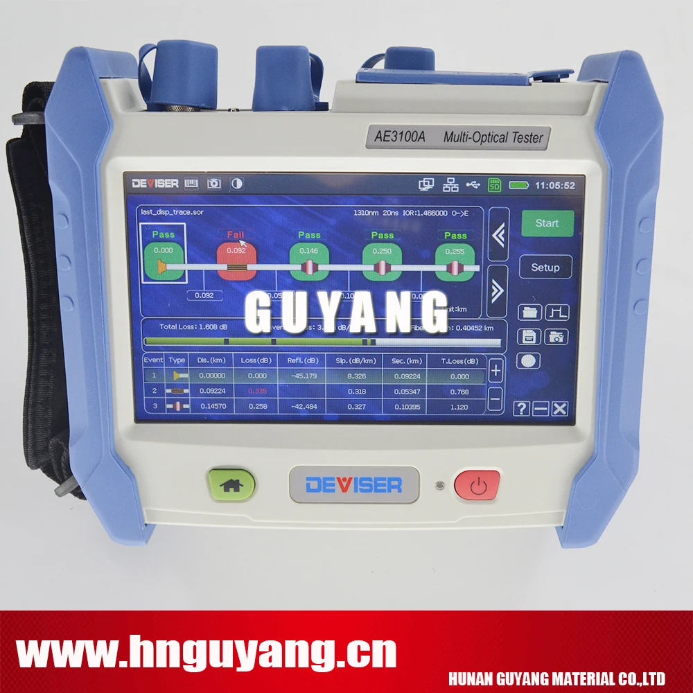 Deviser AE3100A SM OTDR 1310/1550nm, поддержка VFL, измеритель мощности, источник света, волоконный пропуск
