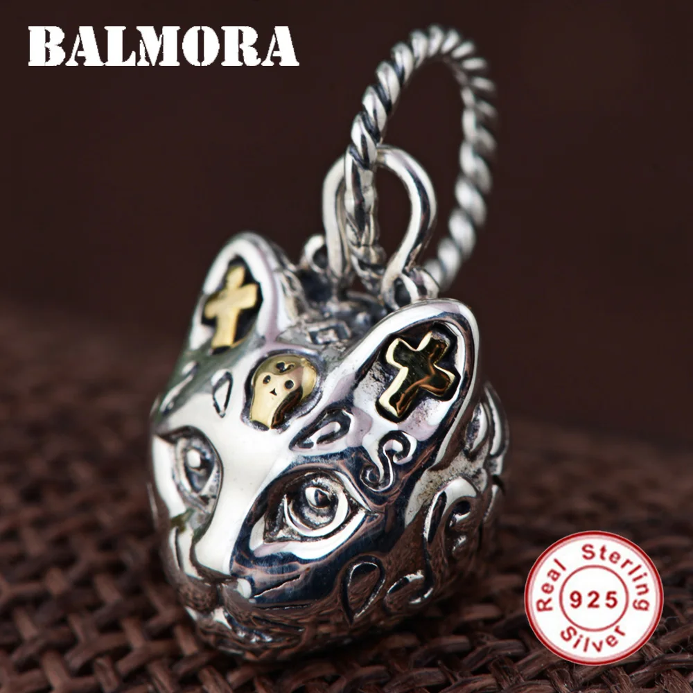 Подвески в стиле ретро BALMORA из серебра 925 пробы с котом и крестиком для женщин