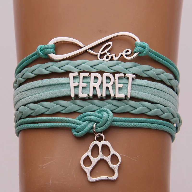 Браслет NCRHGL Infinity love FERRET браслеты в виде животных Амулет лапа плетеный браслет из