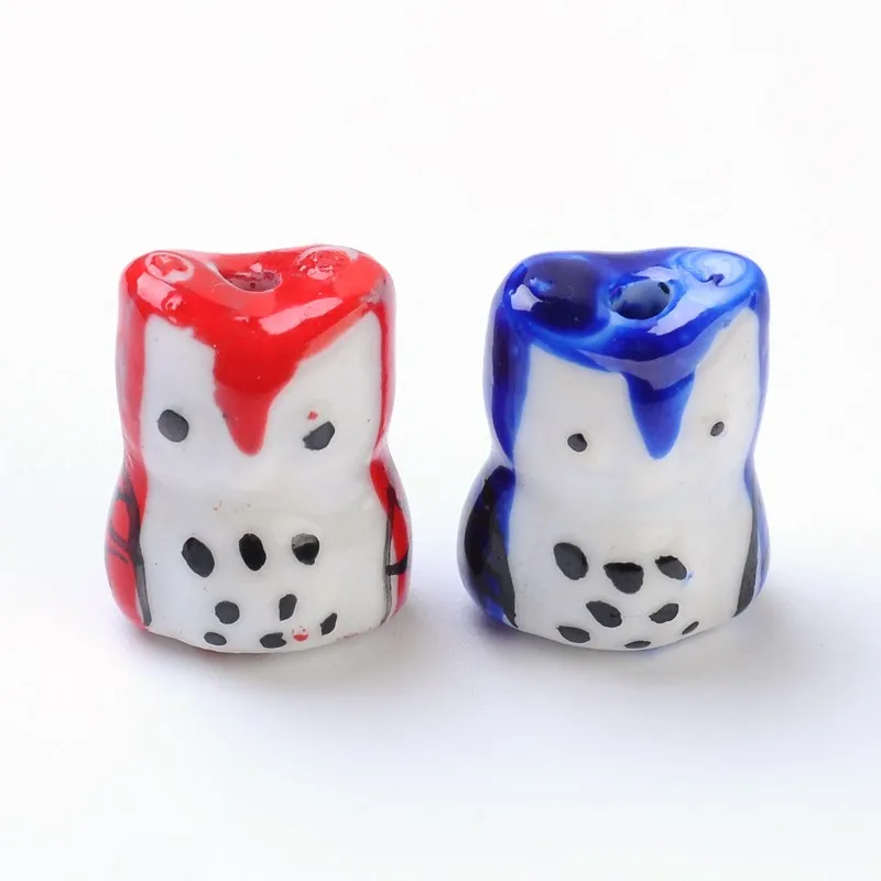 

PandaHall 200pc 17x14x11mm Hot Handmade Porcelain Owl Ceramic Clay Handcrafted Jewelry Making Accessory Beads for DIY Bracelet