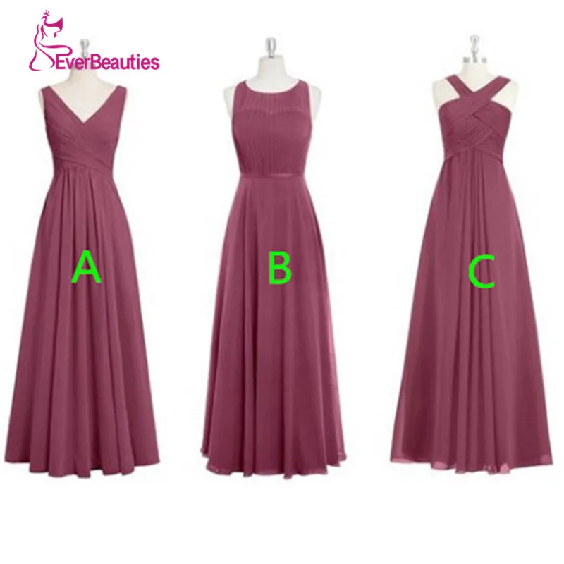

Robe Demoiselle D'Honneur Burgundy Bridesmaid Dress Long Chiffon Pleat A Line Robe De Mariage African Bridesmaids Dresses