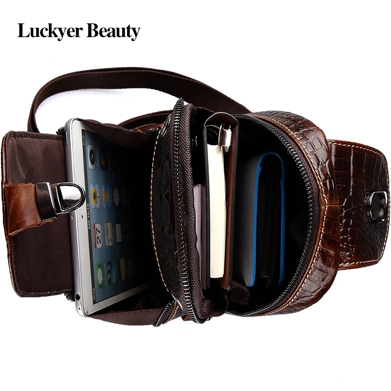 LUCKYER BEAUTY мужские нагрудные сумки с узором крокодиловая кожа мужская сумка через