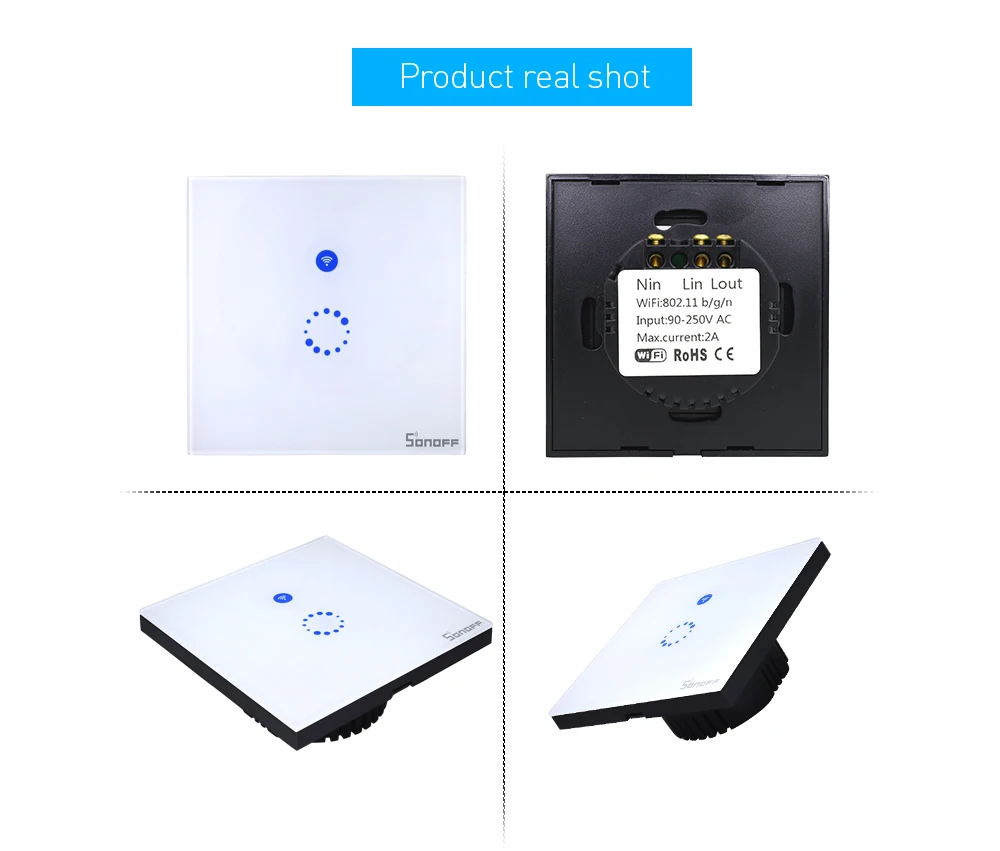 SONOFF Wifi умный настенный выключатель ЕС стеклянная панель сенсорный светильник Led 1 комплект беспроводной пульт дистанционного управления реле таймер розетка Google Home