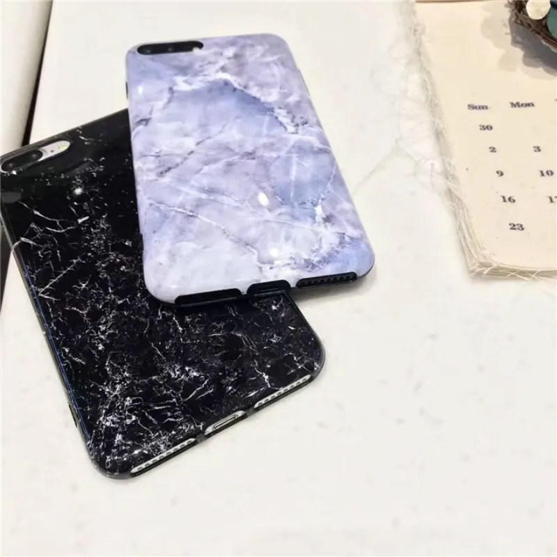 POBLU Luxury Marble Case for iPhone X XS Fashion IMD Matte Scrub Soft Back Phone Cover 6s 7 8 Plus TPU Silicone |