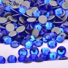 Стразы JUNAO SS 6, 8, 10, 12, 16, 20, 30, Синие стразы для горячей фиксации, стразы с плоским основанием для рукоделия, одежда