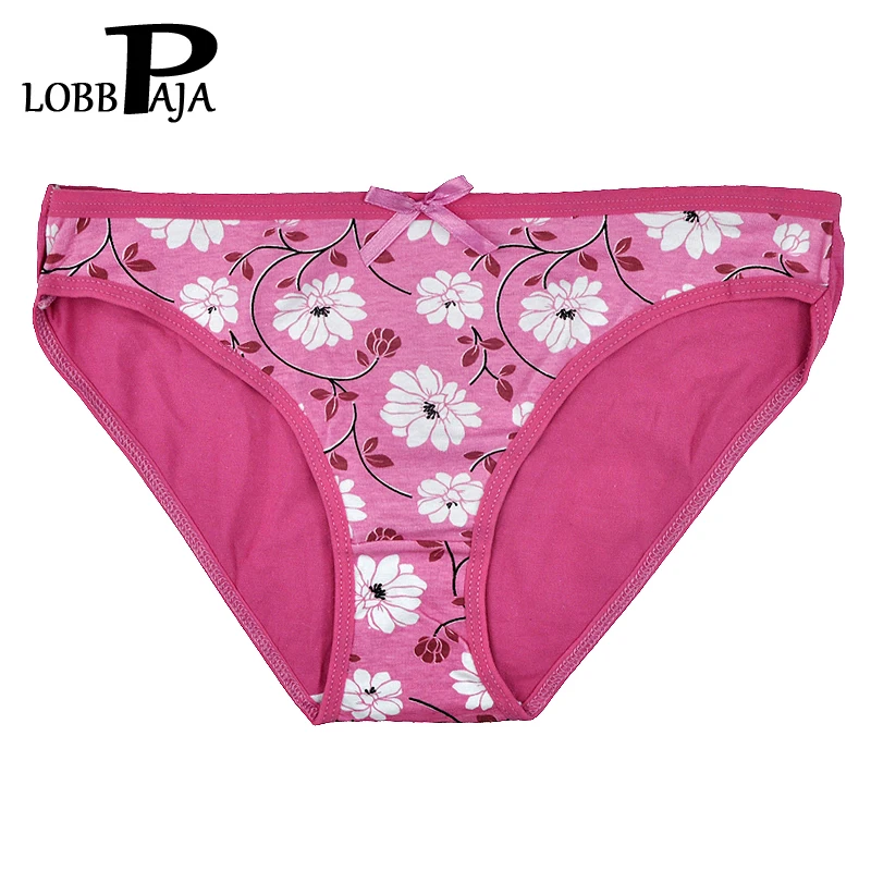 LOBBPAJA 5 шт./лот Женщина Underwear Хлопок Цветочные Печати с Низкой Посадкой Трусы