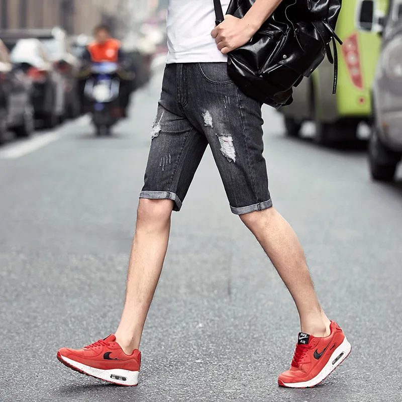2017 Летний Новый Мода Проблемные Рваные Джинсы Шорты Мужчин Короткие джинсы С