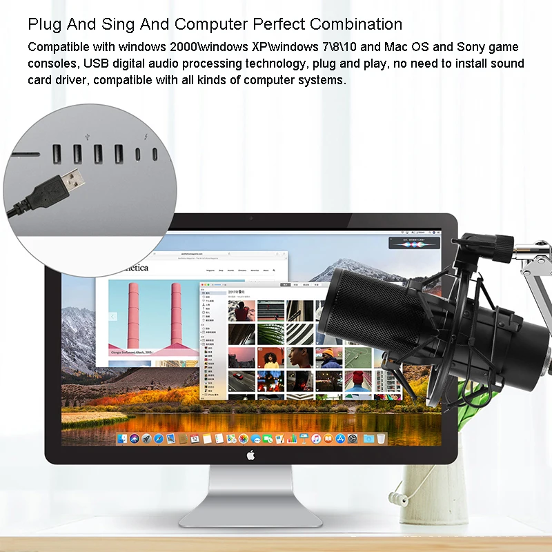 FELYBY Q9 компьютерный USB микрофон для живого потока Braodcasting YouTube проводной конденсаторный микрофон