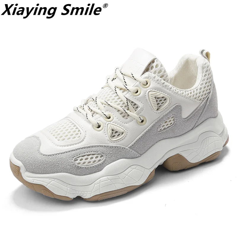 Женские кроссовки на шнуровке Xiaying Smile дизайнерские из полиуретановой сетки