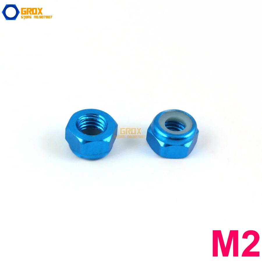 

20 Pieces M2 Sky Blue Hex Nylon Lock Nut Aluminum