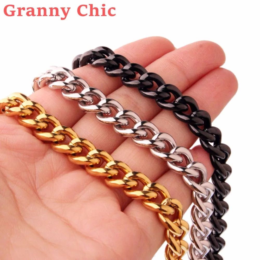 Очаровательная Женская и Мужская цепь Granny Chic 9 мм ожерелье из нержавеющей стали