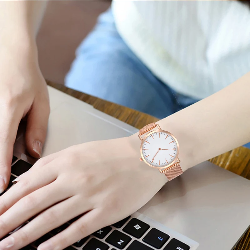 Минимализм ретро часы простые кварцевые для мужчин и женщин сетка ремешок