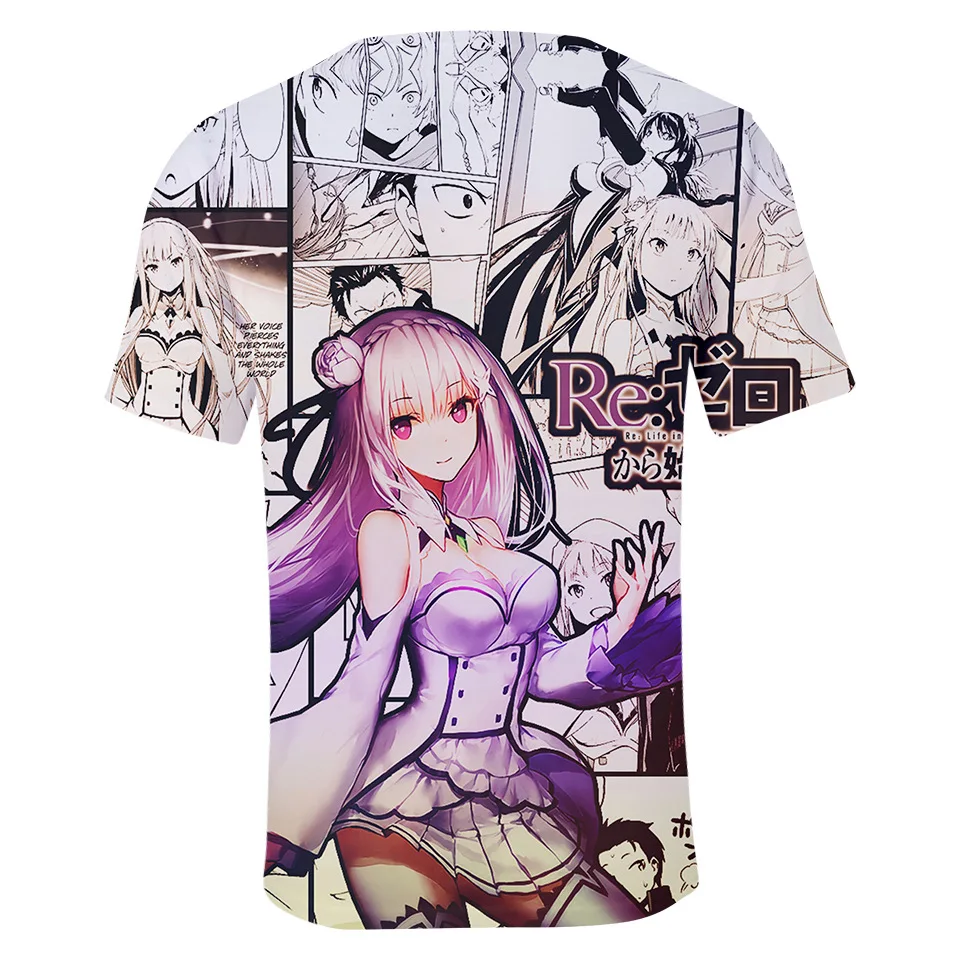 Футболка Re Zero для мужчин и женщин Детская футболка аниме одежда милый топ девочек