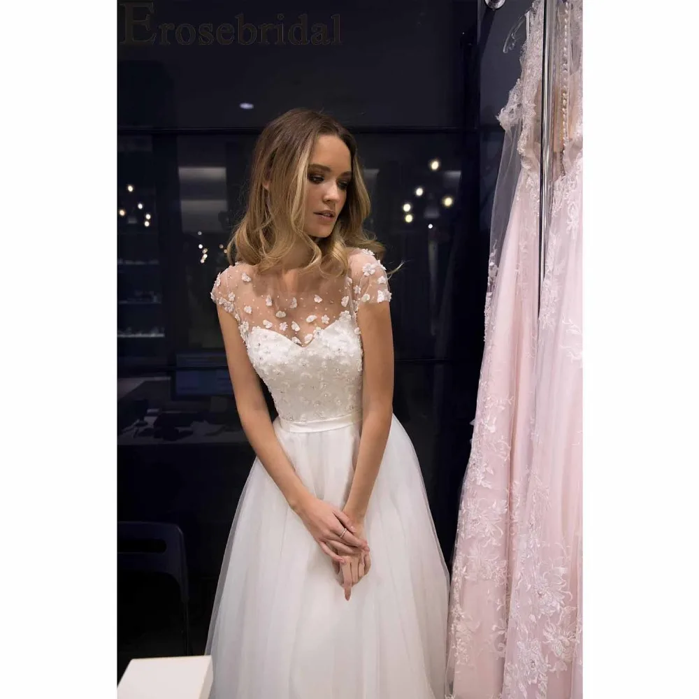 Женские свадебные платья Erosebridal белые цвета слоновой кости с цветами и бусинами